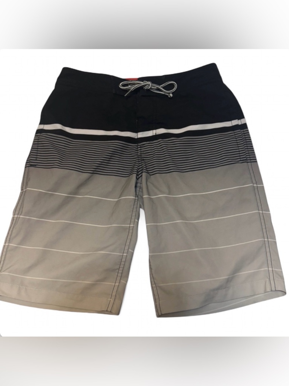 Goodfellow & Co Black and Gray Gradient Stripe Swim Board Shorts 28W